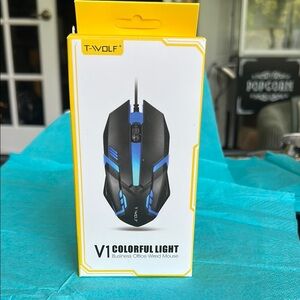 WOLF Black and Blue Wired Mouse